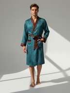 Men’s Silk-Like Robe – Luxurious Paisley Pattern Sleepwear