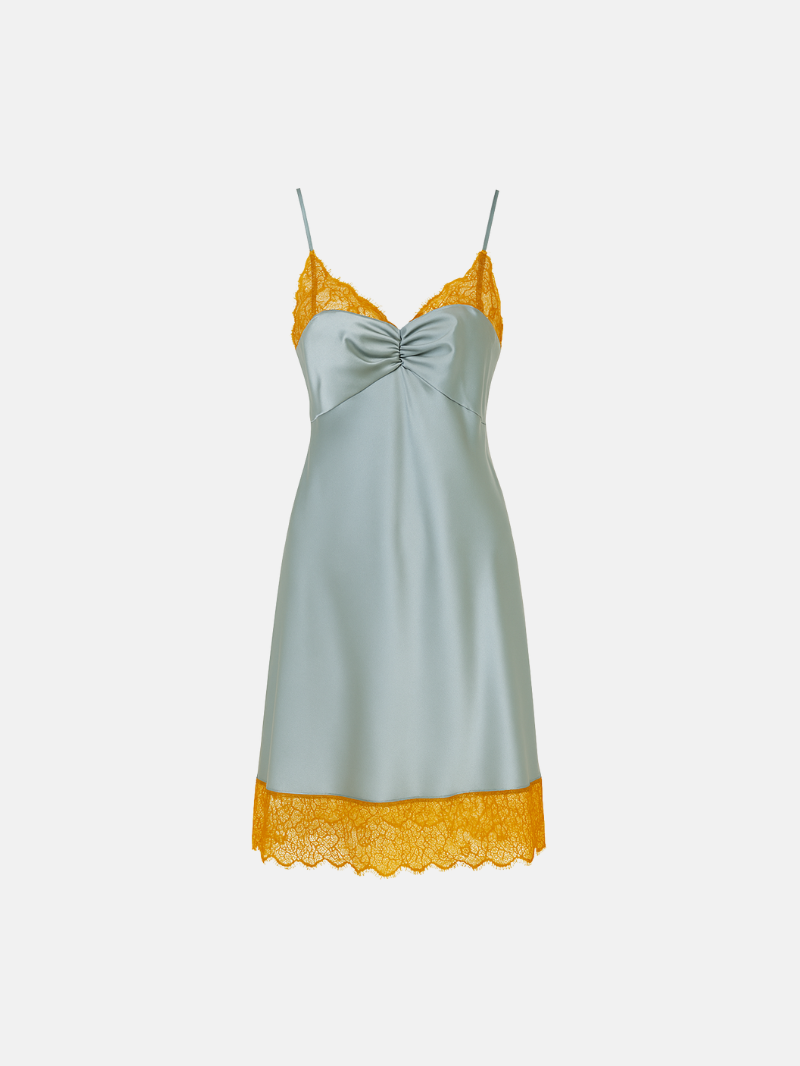 Women's Silk Nightgown – Elegant Lace Trim & Spaghetti Straps for Luxurious Sleep