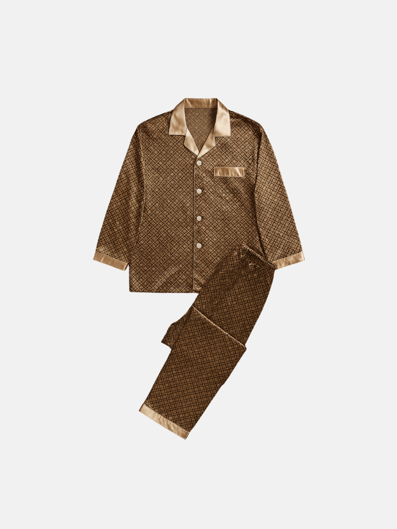 Men’s Silk-Feel Pajama Set – Lightweight Long & Short Sleeve Sleepwear for All Seasons