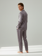 Men's Ice Silk Pajamas – Long Sleeve Pants Set for Spring and Autumn, Casual Summer Silk Suit