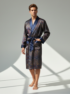 Men’s Silk-Like Robe – Luxurious Paisley Pattern Sleepwear
