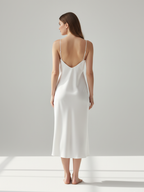 Women's Silk Evening Gown – Elegant Bow Design, Soft & Luxurious Formal Dress