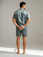 Men’s Ice Silk Pajama Set – Short Sleeve Loose Fit Sleepwear & Homewear Suit