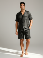 Men’s Ice Silk Pajama Set – Short Sleeve Loose Fit Sleepwear & Homewear Suit