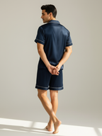 Men’s Ice Silk Pajama Set – Short Sleeve Loose Fit Sleepwear & Homewear Suit