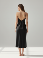 Women's Silk Evening Gown – Elegant Bow Design, Soft & Luxurious Formal Dress