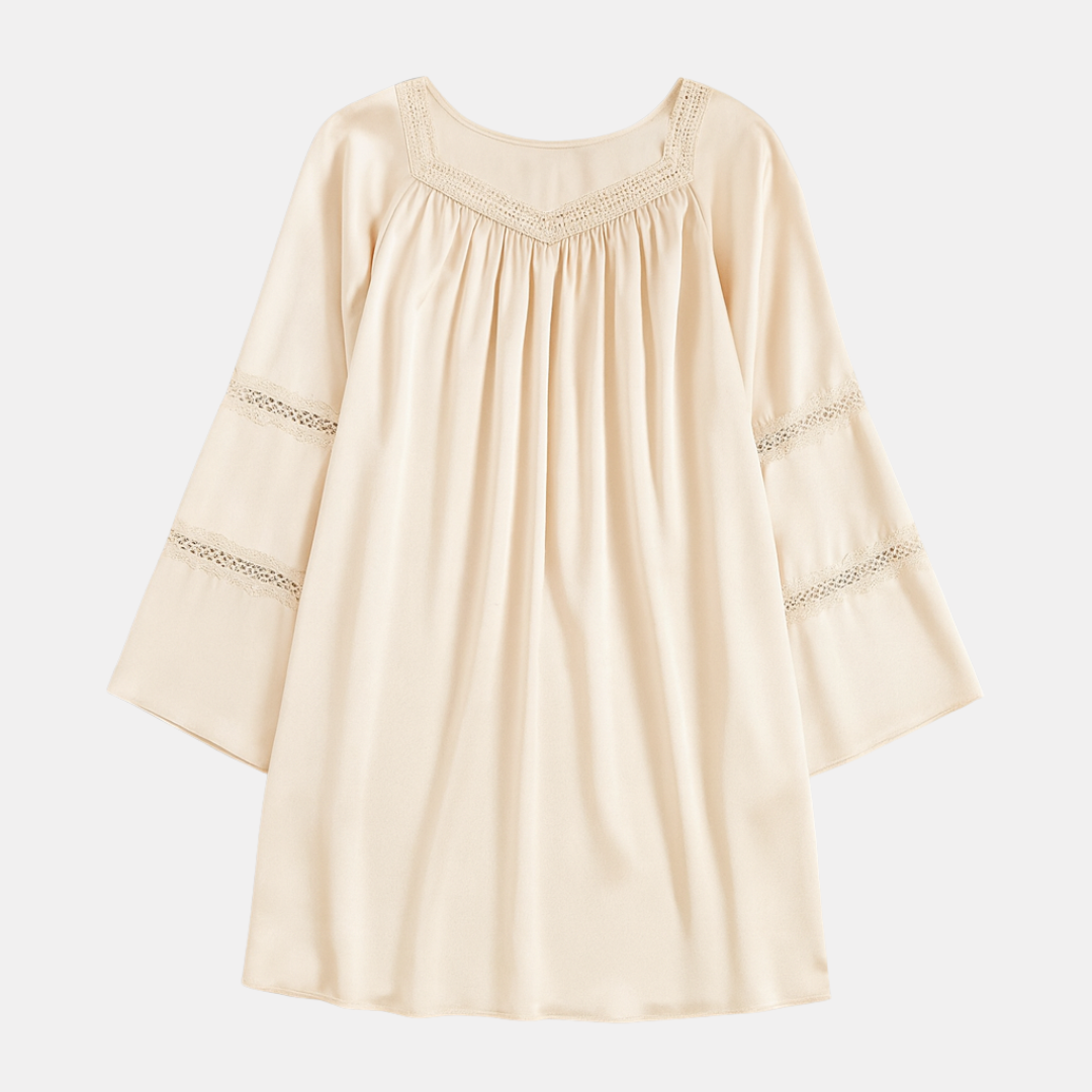 Women's Silk Lace Pleated Nightdress – Elegant Luxury Sleepwear for Women