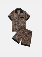 Men’s Silk-Like Pajama Set – Geometric Patterned Sleepwear
