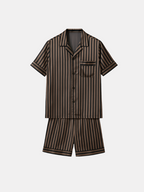 Men’s Ice Silk Pajama Set – Short Sleeve Loose Fit Sleepwear & Homewear Suit