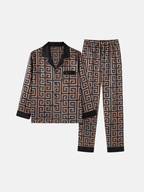 Men’s Silk-Like Pajama Set – Geometric Patterned Sleepwear