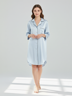 Women's Silk Nightdress with Shirt Collar – Elegant Women’s Sleepwear