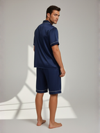 Men’s Silk Pajama Set – Short Sleeve Shirt & Shorts Nightwear