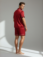 Men’s Silk Pajama Set – Short Sleeve Shirt & Shorts Nightwear
