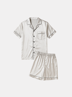 Men’s High-Grad Ice Silk Pajamas - Short-Sleeved Shorts Home Clothes Set