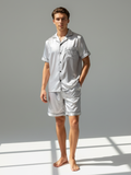 Men’s High-Grad Ice Silk Pajamas - Short-Sleeved Shorts Home Clothes Set