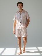 Men’s High-Grad Ice Silk Pajamas - Short-Sleeved Shorts Home Clothes Set