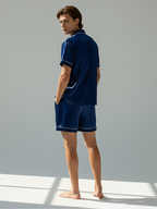 Men’s High-Grad Ice Silk Pajamas - Short-Sleeved Shorts Home Clothes Set