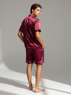Men’s High-Grad Ice Silk Pajamas - Short-Sleeved Shorts Home Clothes Set