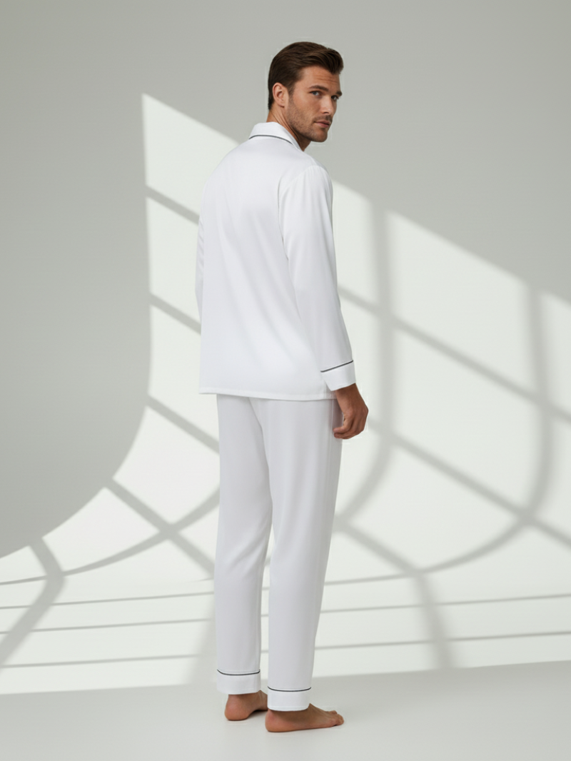 Men’s Fashion Long Sleeve Pajama Set with Long Pants – Comfortable and Stylish Sleepwear