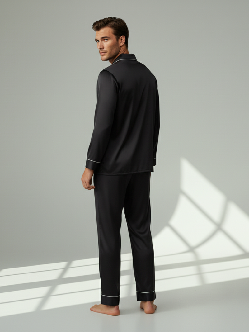 Men’s Fashion Long Sleeve Pajama Set with Long Pants – Comfortable and Stylish Sleepwear