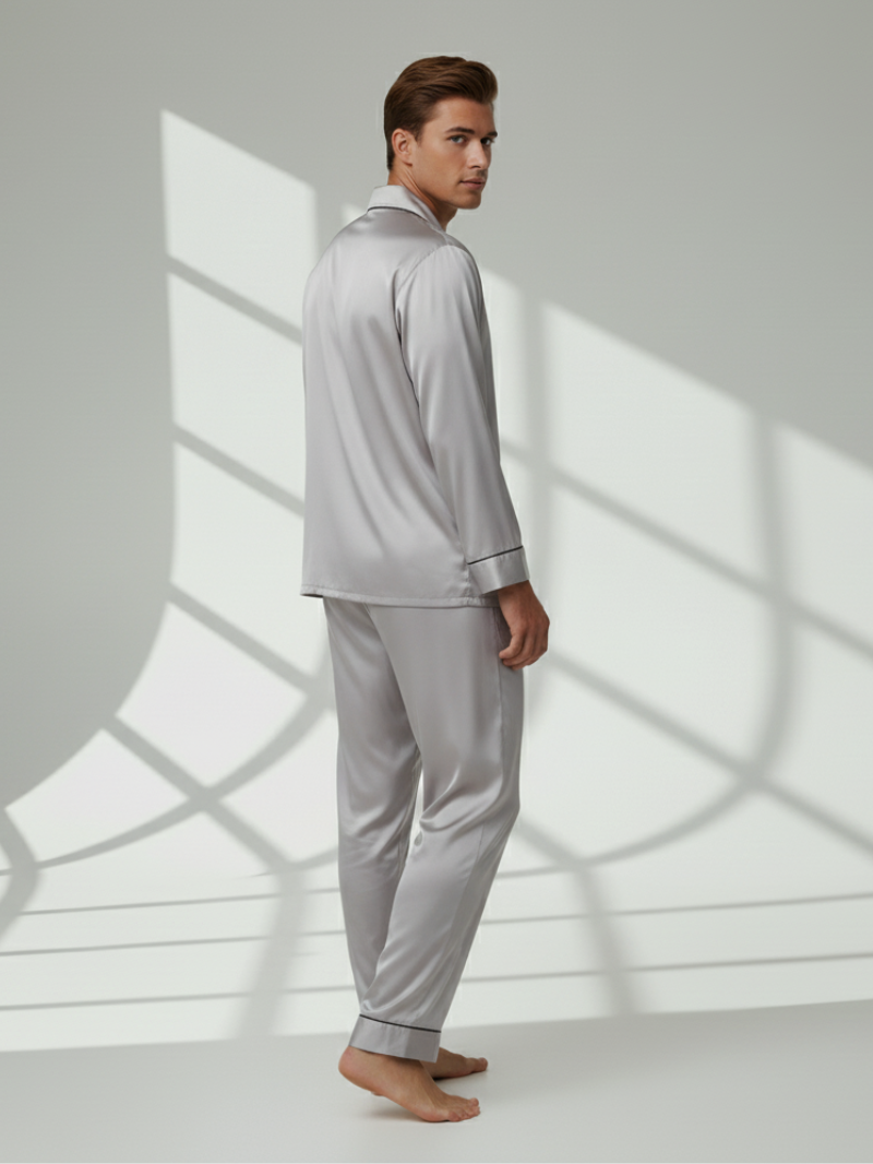 Men’s Fashion Long Sleeve Pajama Set with Long Pants – Comfortable and Stylish Sleepwear
