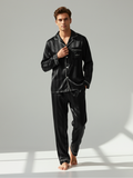 Men’s Silk Satin Pajama Set – Breathable, Lightweight Sleepwear with Long Sleeves & Pants